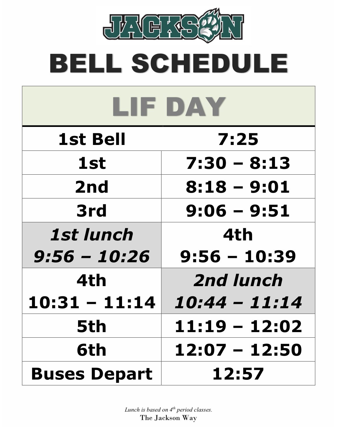 Henry M. Jackson HS on Twitter "HMJacksonHS Our 1️⃣ST LIF schedule