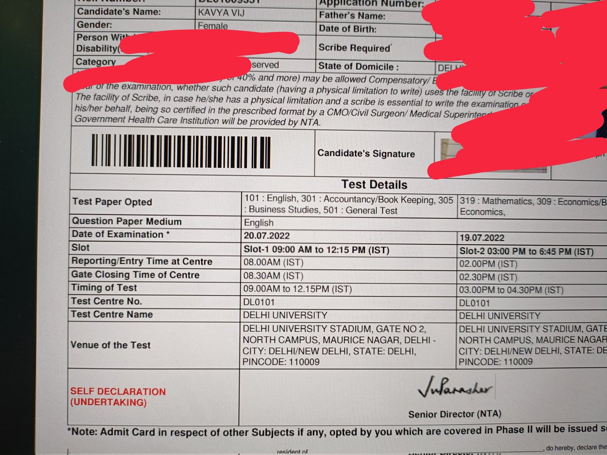 kavyavij26's tweet photo. @DG_NTA I have received an absent result for slot 1 exams that i sincerely attempted on the 20 th of July at the Delhi University stadium.I did successfully submitted all the papers . I have also complained on the need help tab.@aajtak @ndtv @TOIIndiaNews https://t.co/BdaOXGm59n