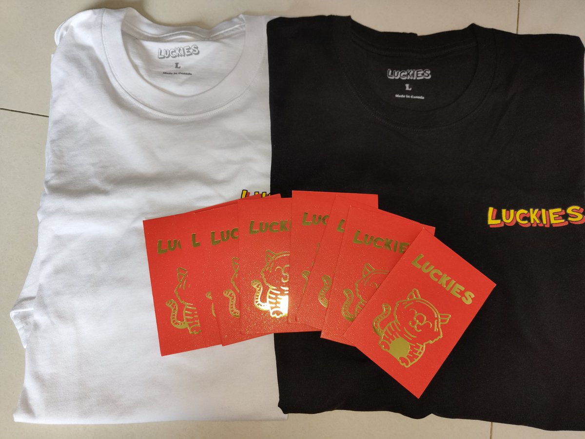 Just received my @luckiesnft merch. Lots of red packets for the red packet 👑. Already have 2 @runasyouare merch and now additional 2 luckies shirt. Next up. Wen @oddfutur3 merch??!?!? cc: @kindwarrior__ kind enough to answer this?