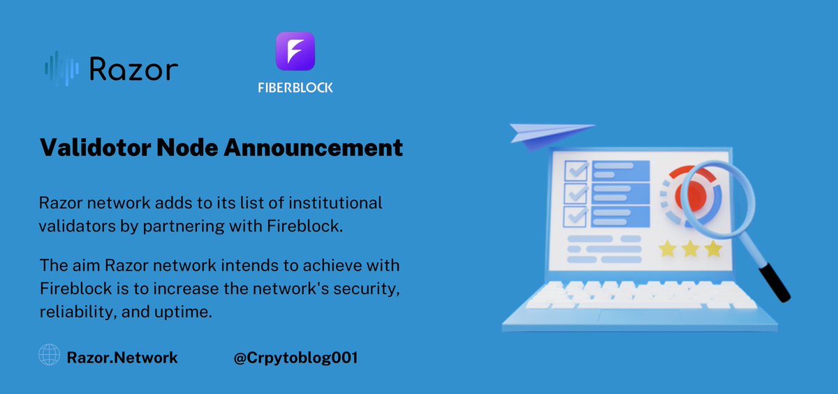Hans_OnChain's tweet photo. New Validator 🚨
@razor_network welcomes @Fiberblock as it’s latest validator.
The partnership will help #RazorNetwork further strengthen its validator network & even expand the adoption of its #loracle solution among upcoming projects in the blockchain & #web3 space.
A thread👇🏾 https://t.co/3JDMgmsedZ