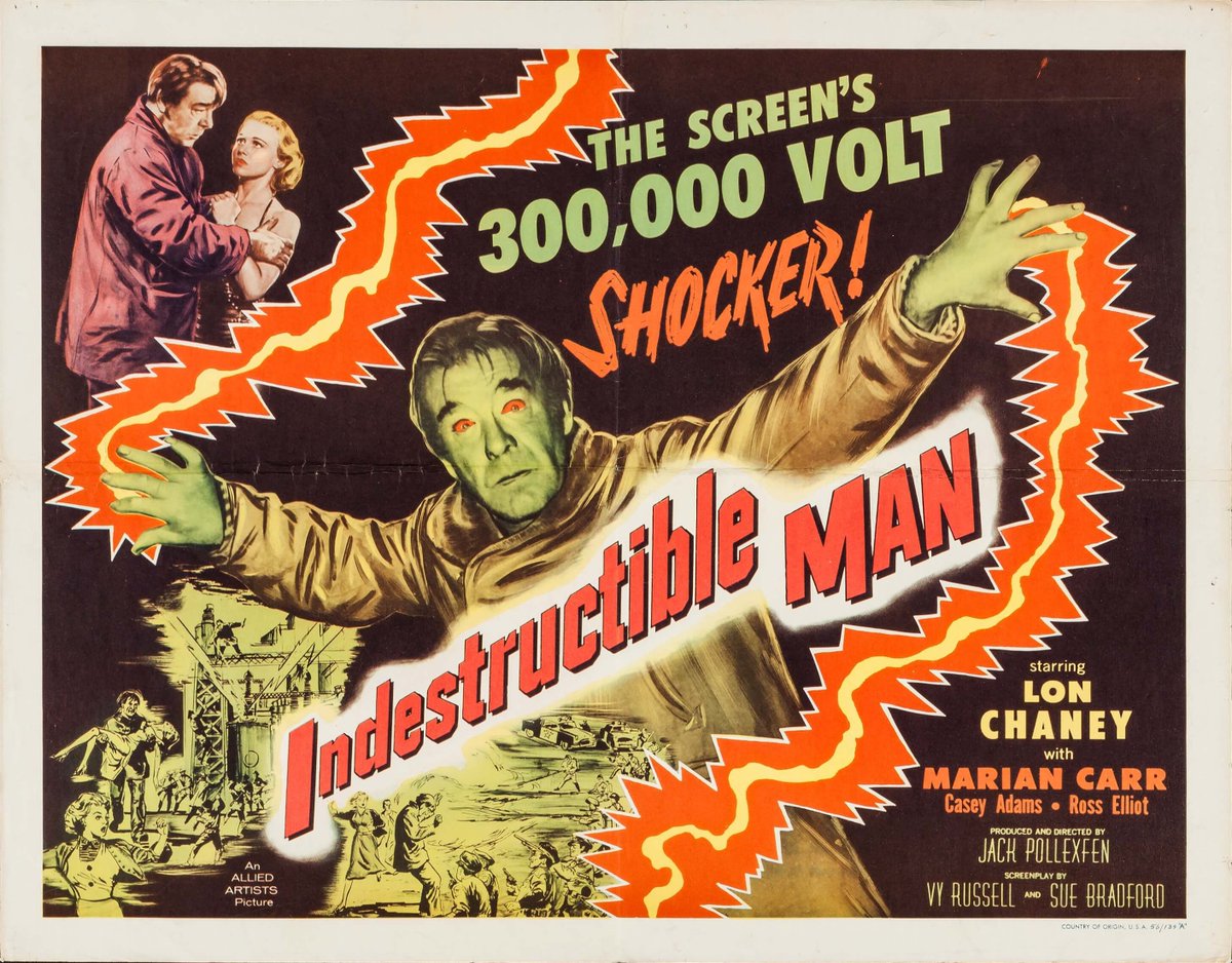 Terror_By_Night's tweet photo. Indestructible Man (Allied Artists, 1956)
Half Sheet (22" X 28") Style A
.
#TerrorByNight #IndestructibleMan #LonChaneyJr #ClassicHorror #VintageHorror #MonsterKid
. https://t.co/sd66VrMudk