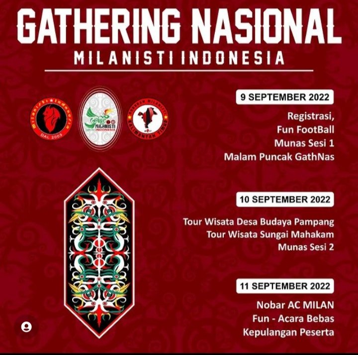 selamat menjalankan ibadah gathering nasional <a href="/MilanistiOrId/">Milanisti Indonesia</a> bertemu dan bersatu mendukung <a href="/acmilan/">AC Milan</a> selalu! 🔴⚫ #SempreMilan #MilanistiIndonesia