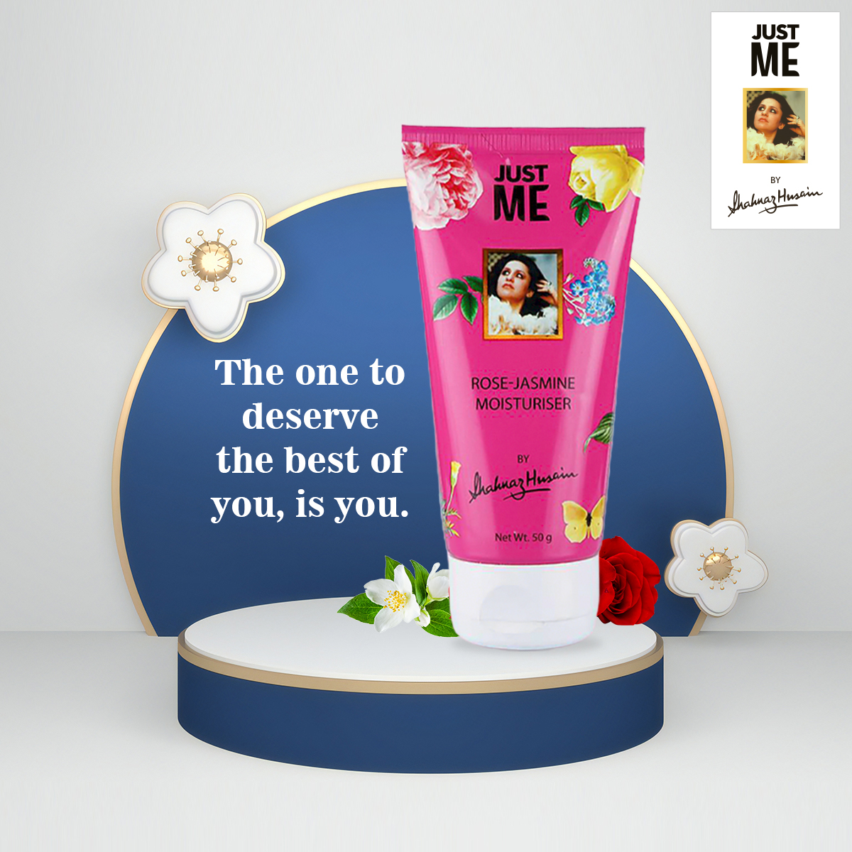 ByJustme's tweet photo. Self-love is the highest form of loving that you can ever indulge in. Give yourself the love of Roses &amp; Jasmine with Rose-Jasmine Moisturiser.

Shop at: https://t.co/62mxeEY1Sl 

#JustMe #JustMeByShahnazHusain #RoseJasmineMoisturiser #SelfLove #SelfCare #SkinCare #Products https://t.co/CsfEryd1TK