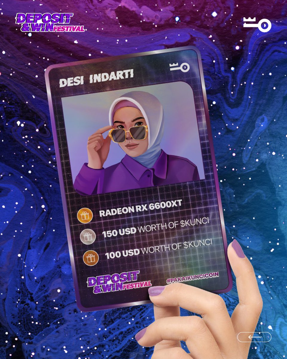 Kuncicoinglobal's tweet photo. Hello, Happy Friday #KUNCIARMY 🙆‍♀️

It’s time to revealed another hero!

It’s 🦸‍♀️  Desi Indarti 🦸‍♀️

💥 DEPOSIT &amp; WIN Festival 💥

Grab your chance to get a Radeon RX 6600XT 🤩

#KunciCoin #Qoinpay https://t.co/OYK60jMKm4