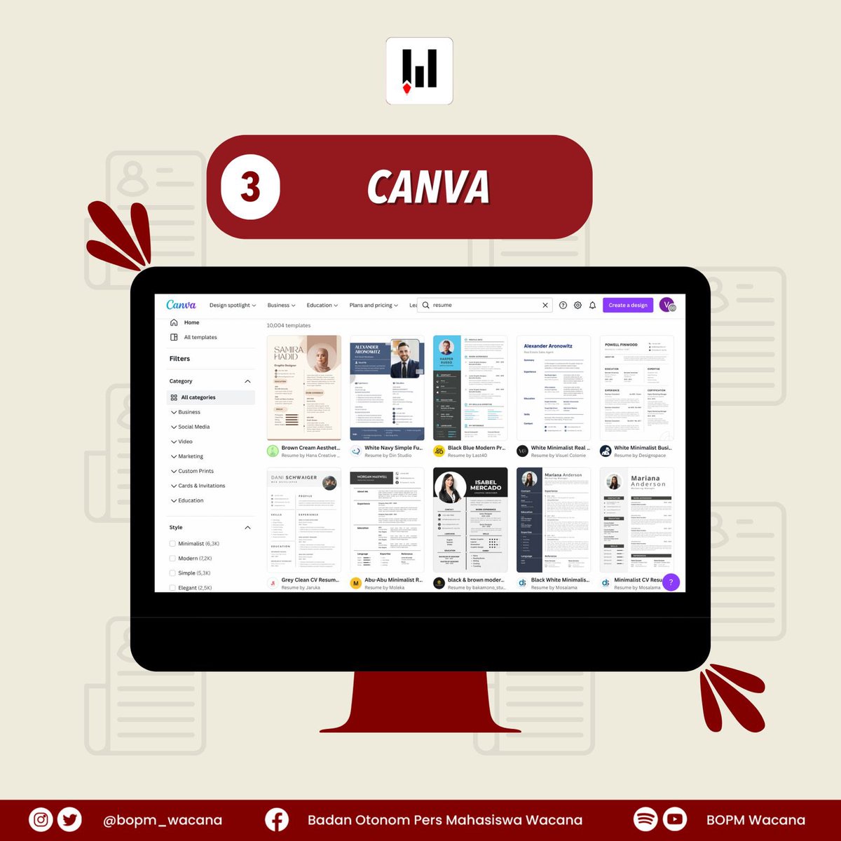 BOPM_Wacana's tweet photo. Nah, kalo kamu bingung untuk membuat CV manual, mimin punya rekomendasi template CV, baik CV ats maupun friendly yang bisa kalian manfaatkan dengan praktis!
Yuk, simak postingan sampai akhir yaa🤩✨
#rekomendasi #rekomendasitemplatecv #templatecv #cvatsfriendly https://t.co/8ze5A0m1GH