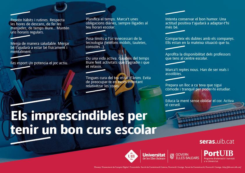 El proper dilluns 12 de setembre comença el curs per a  l'alumnat d'educació infantil, primària i secundària de #IllesBalears ✏️👩‍🏫👨‍🏫
Coneix els imprescindibles per tenir un bon curs escolar🏨😀
👉👉bit.ly/3klevMr