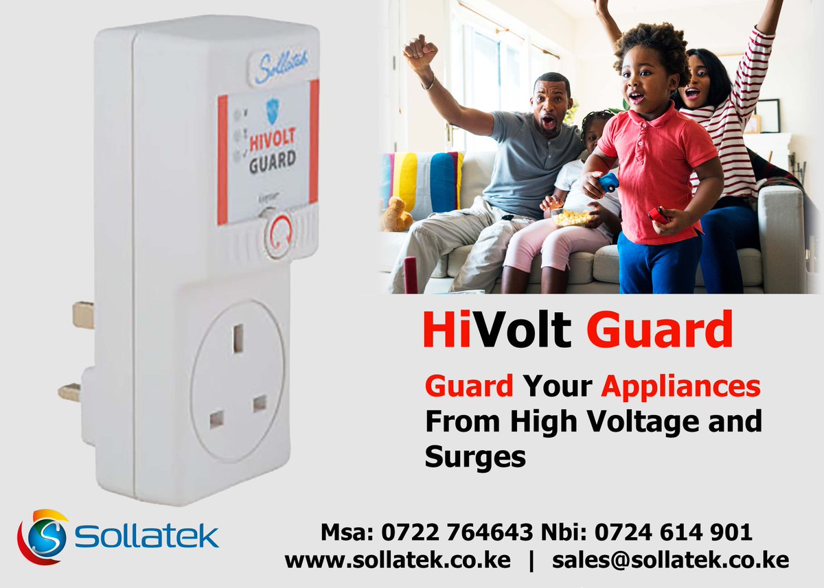 SollatekEA's tweet photo. High power (over-voltage) will certainly damage any electrical or electronic equipment. The HivoltGuard protects your equipment by disconnecting the power when it goes above un-acceptable level. #SollatekKe #HiVoltGuard https://t.co/Ip0lR8u17t