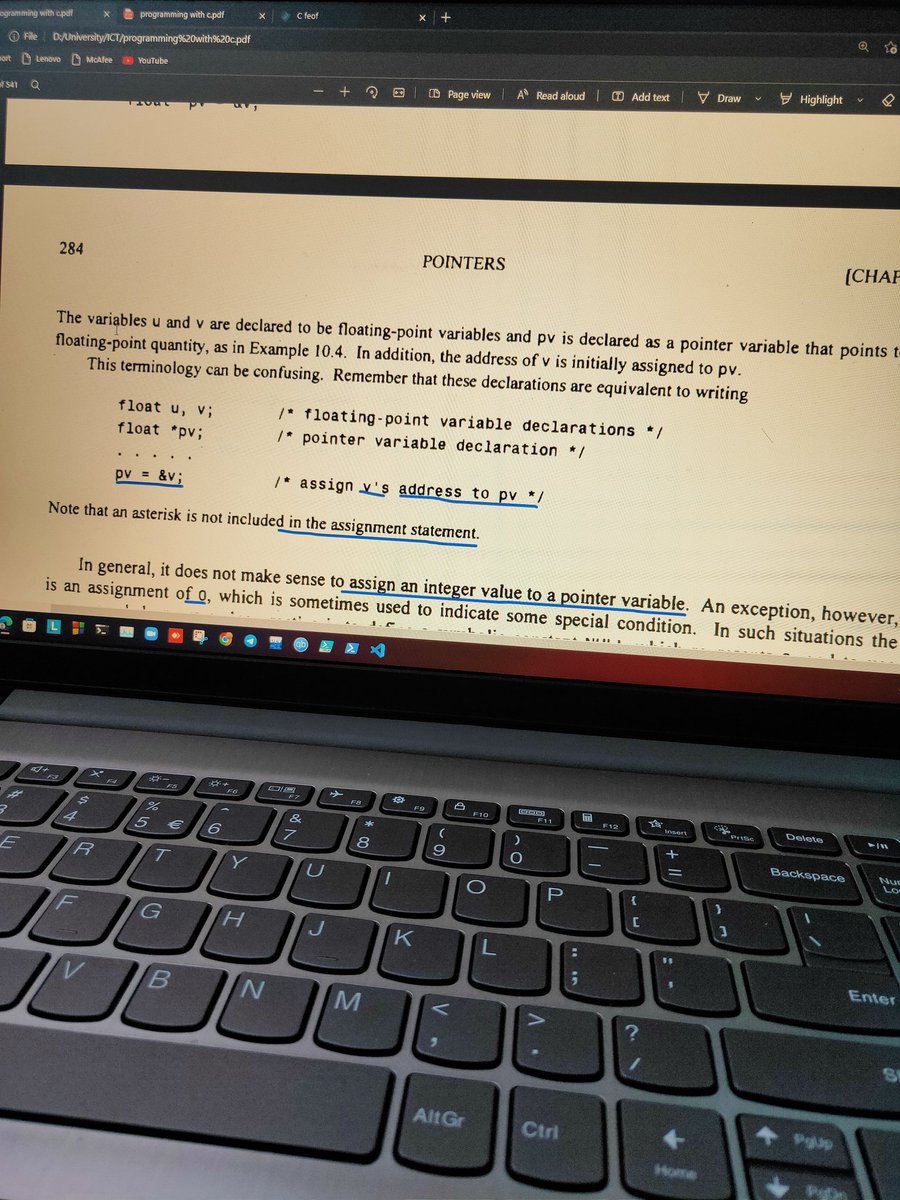 rifat87's tweet image. #C_programming
#c
#programming
#Pointers
Academic study.
Book- Programming with c
By- Byron Gottfried
Topic- pointers
With lots of example it is a good book for a beginner
#Alhamdulillah