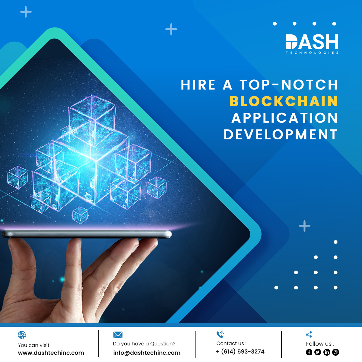 dashtechinc's tweet photo. Hire a Top-notch #Blockchain #ApplicationDevelopment Company!
#DashTechInc helps start-ups and enterprises leverage distributed ledger #technologies for innovative, cutting-edge applications today and further evolve the use of blockchain for you. https://t.co/xIedUtVXHe https://t.co/RwKftl6TDW