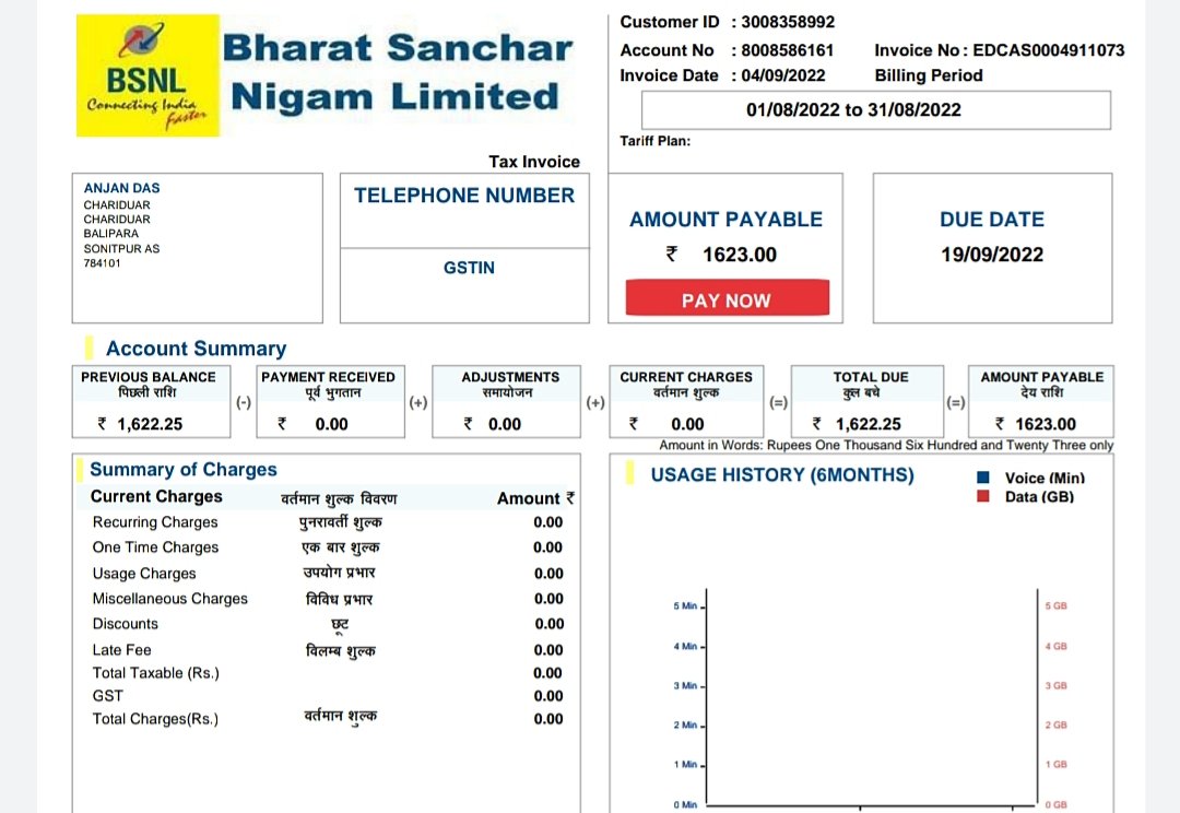 SupriyamAnjan's tweet photo. I have not taken any services of BSNL till date. What is the reason for sending this bill ? 

Is Bsnl a company of robbers? 

@BSNL_AS 
@BSNLCorporate https://t.co/YGDN5dgbQ4