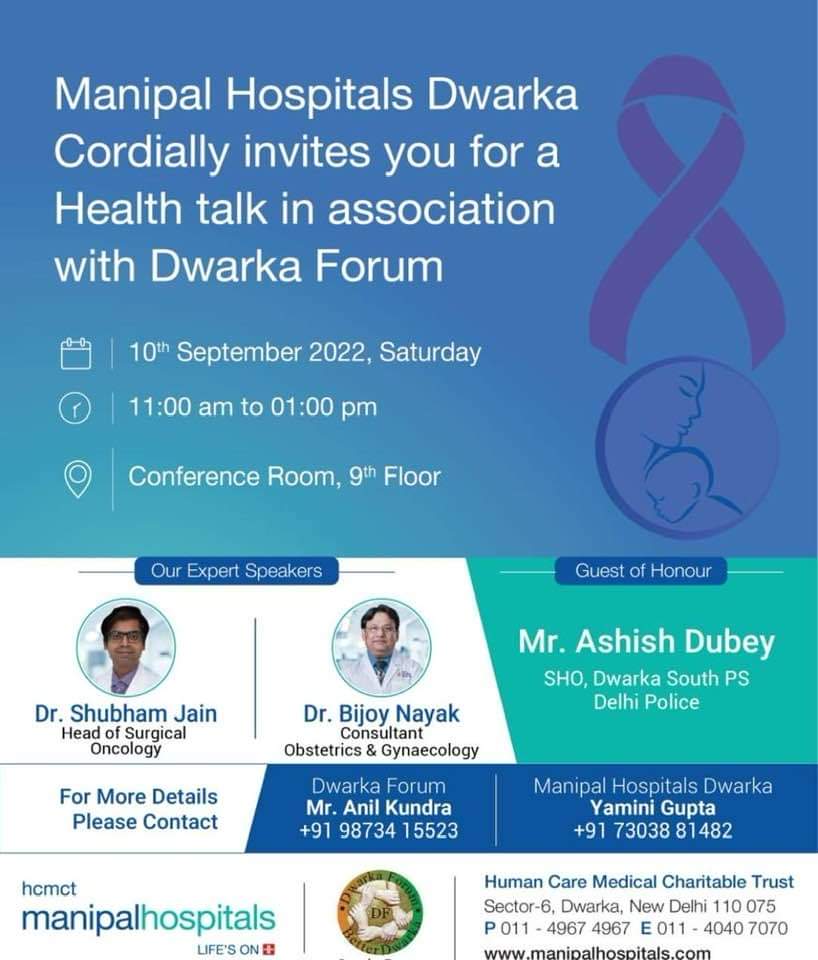 Join the health talk tomorrow. #healthtalk #dwarka #manipalhospitals