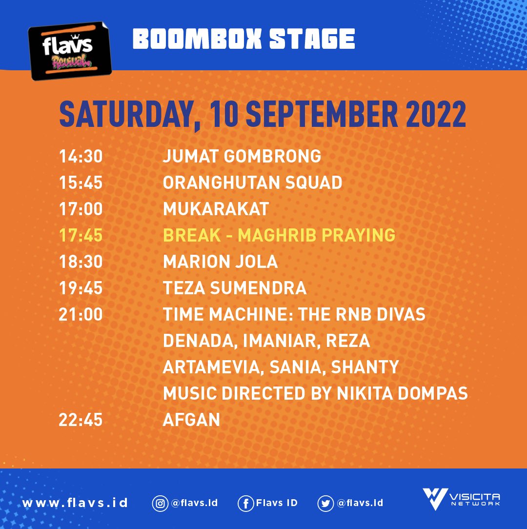 FlavsId's tweet photo. Yo! Ini adalah Rundown Day 1 Flavs Revival Festival! Siapa yang udah gak sabar nih untuk sabtu ini? #flavs #flavsrevival https://t.co/9c9rkqH33P