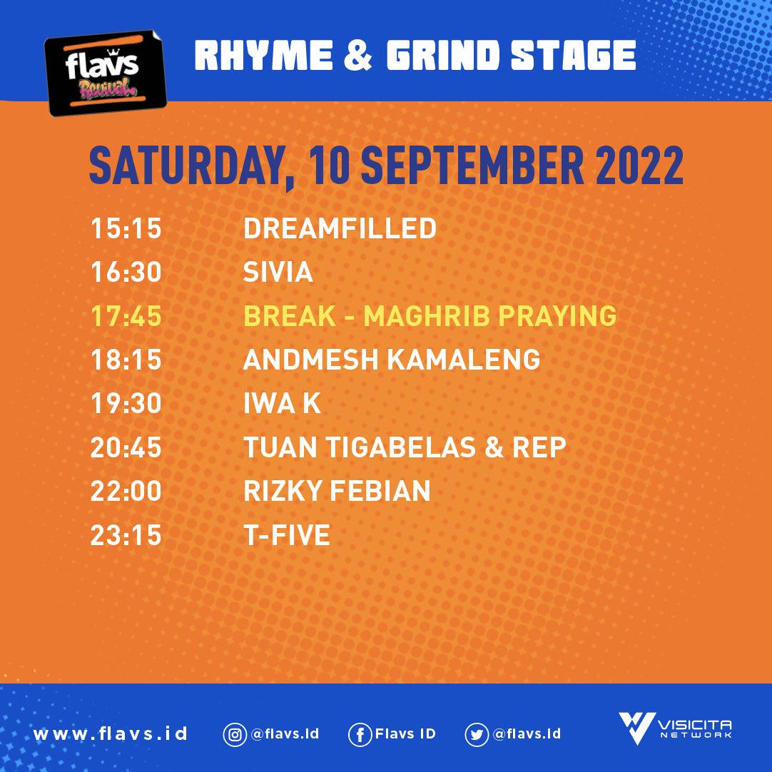 FlavsId's tweet photo. Yo! Ini adalah Rundown Day 1 Flavs Revival Festival! Siapa yang udah gak sabar nih untuk sabtu ini? #flavs #flavsrevival https://t.co/9c9rkqH33P