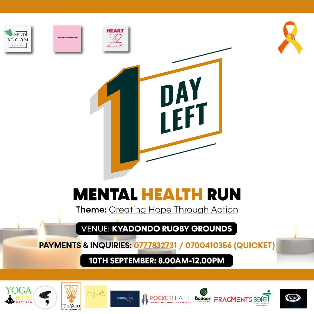 j_agwer's tweet photo. You can help support someone get subsidised mental health care this #SuicidePreventionMonth by being part of the #mentalhealthrunUg #suicidepreventionrun happening tomorrow 10th September 2022. Check out the posters on how you can buy your ticket(s). https://t.co/aaWVCbLIIa