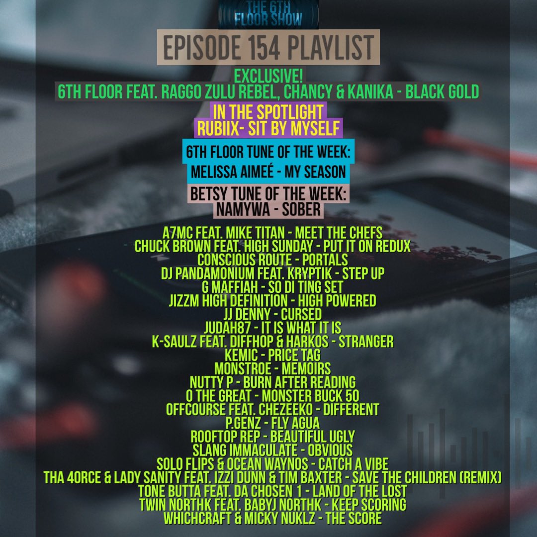 The6thFloorShow's tweet photo. Episode 154 #ComingSoon (13/09/22) #The6thFloorShow 

@MyNameIsNuttyP @O_The_Great @ObiOffcourse @Chezeeko @PGenz @RooftopReP @soloflips @ocean_waynos @ToneBuTTa @_FutureIsBright @Whichcraft75 @tha4orce @SANITYTheMC @Izzidunn https://t.co/cK6l2lMBDY