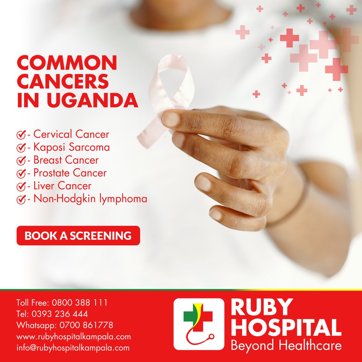 RubyhospitalUg's tweet image. Early detection of Cancer helps get early treatment which increases ones chances of survival of the disease. Book a screening today!

#RubyMedicalCenter
#RubyHospital
#BeyondHealthcare
#CancerDiagnostics