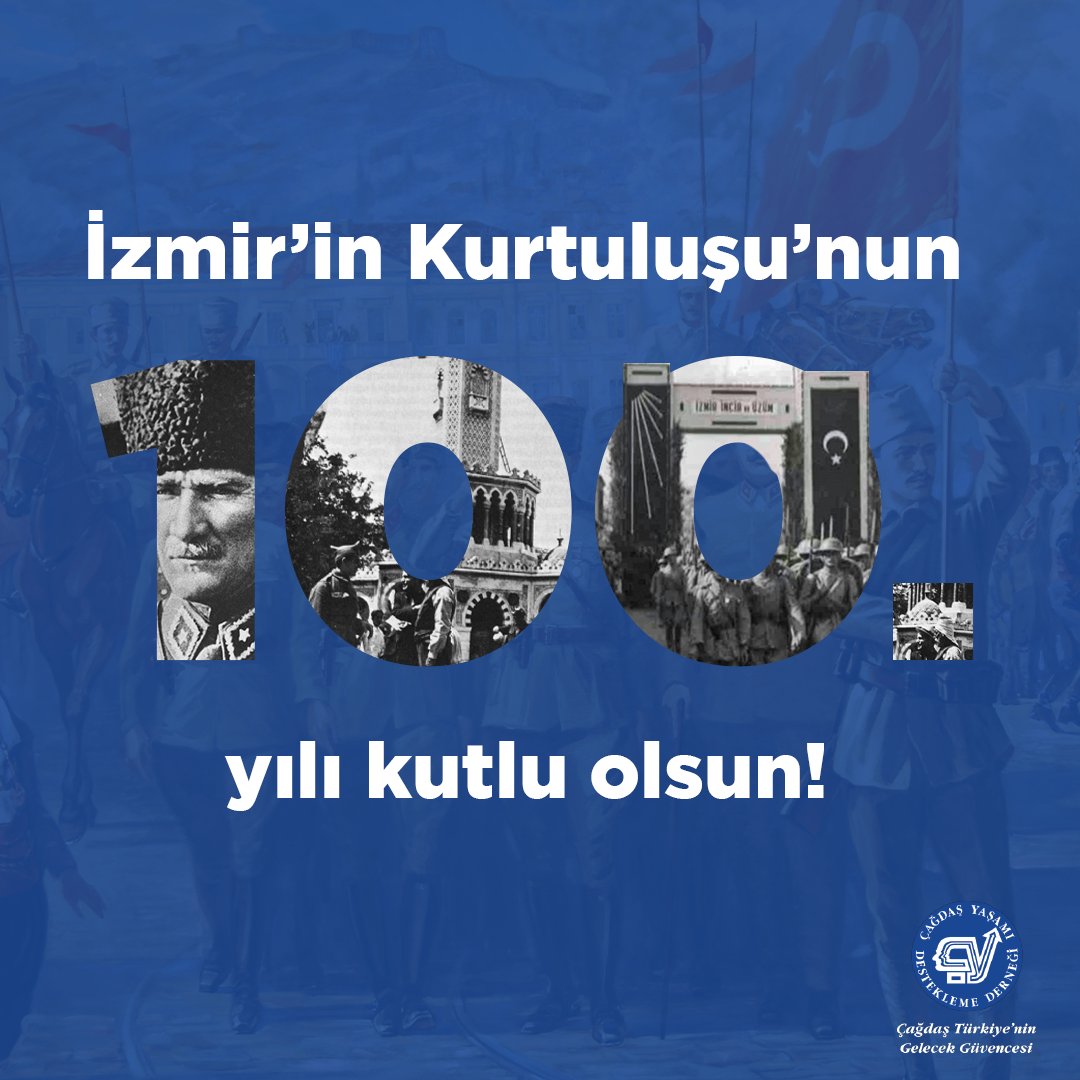 Kurtuluş Savaşı’mızın büyük zaferle sonuçlandığı, #İzmirinKurtuluşu'nun 100. yılı kutlu olsun!

Büyük Önderimiz Mustafa Kemal Atatürk’ü ve İzmir'i düşman işgalinden kurtaran mücadele arkadaşlarını saygı ve minnetle anıyoruz.

#ÇağdaşYaşamıDesteklemeDerneği