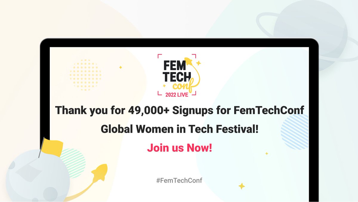 femtechconf's tweet image. Over 49,000 Signups for our #FemTechConf Global Women in Tech Festival. Thank you to our amazing partners @GoDaddyLife @GoDaddyPro, @TaxdooEng, @wayflyerapp, @ShopwareDevs, @Tuxera, @Tech_DH for making the event FREE for all attendees🥰

Final Tickets: femtechconf.com