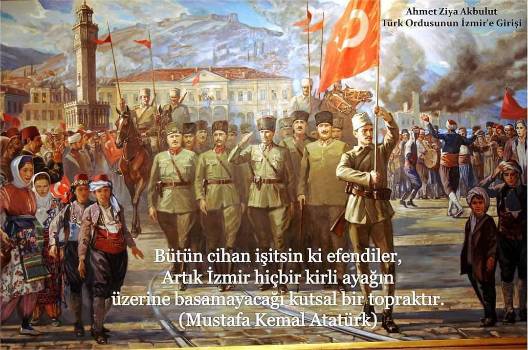 İşgal edildiği gün, Kurtuluş Savaşı’nı başlatan; İşgalin bittiği gün, Kurtuluş Savaşı’nı bitiren dünyadaki tek şehir İzmir’dir. Kurtulusunun 100.Yılı kutlu olsun İzmir...
#9eylulizmirinkurtulusukutluolsun #9eylül #izmirinkurtuluşu #izmir #kurtuluşsavaşı #millimücadele #atatürk