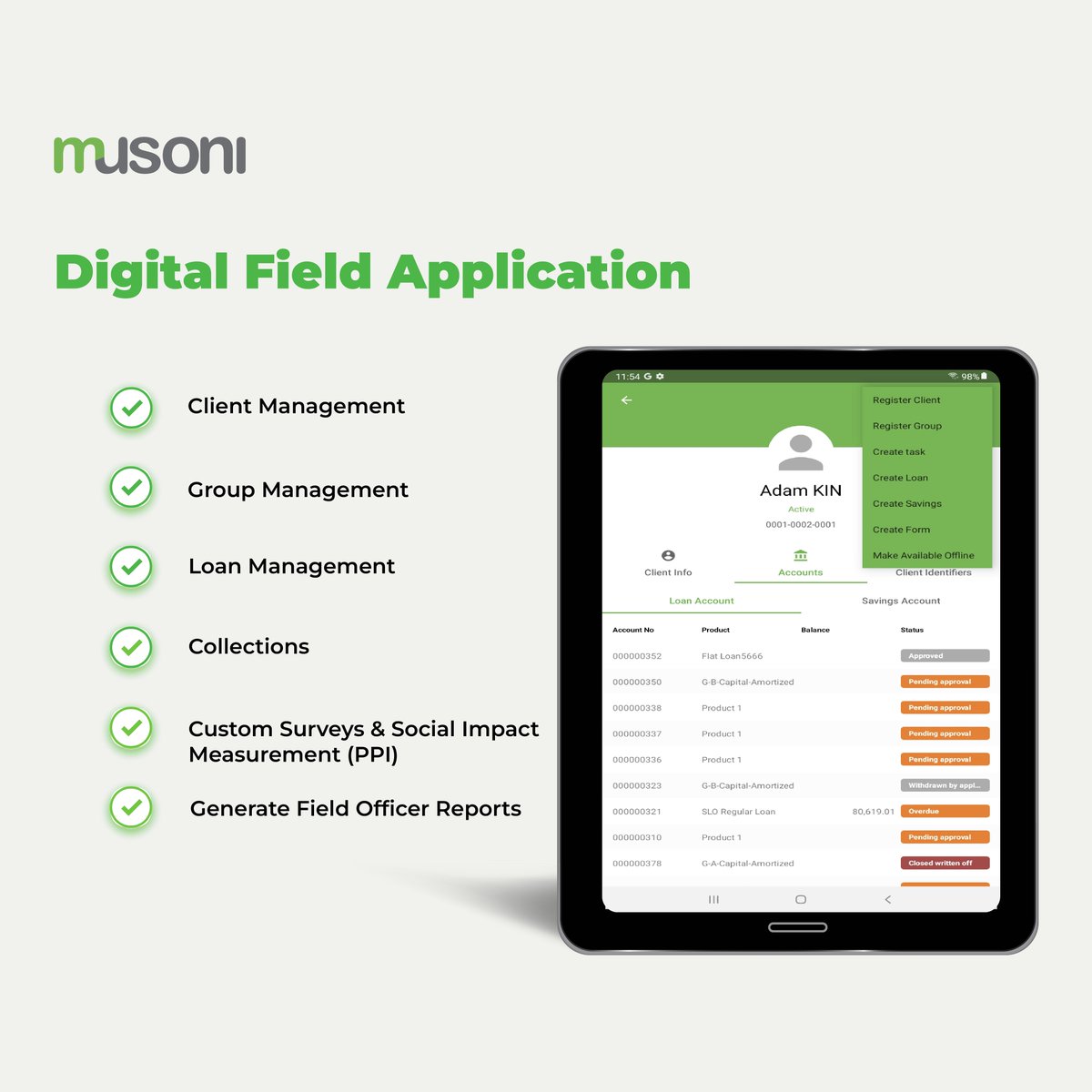 MusoniSystem's tweet photo. #DigitalFieldApplication
Many operations in #microfinanceinstitutions remain people-intensive, and processes conducted with the customer can be streamlined and automated by digitalisation.
Learn more https://t.co/qimUtdx5up https://t.co/l2twYxrU6K