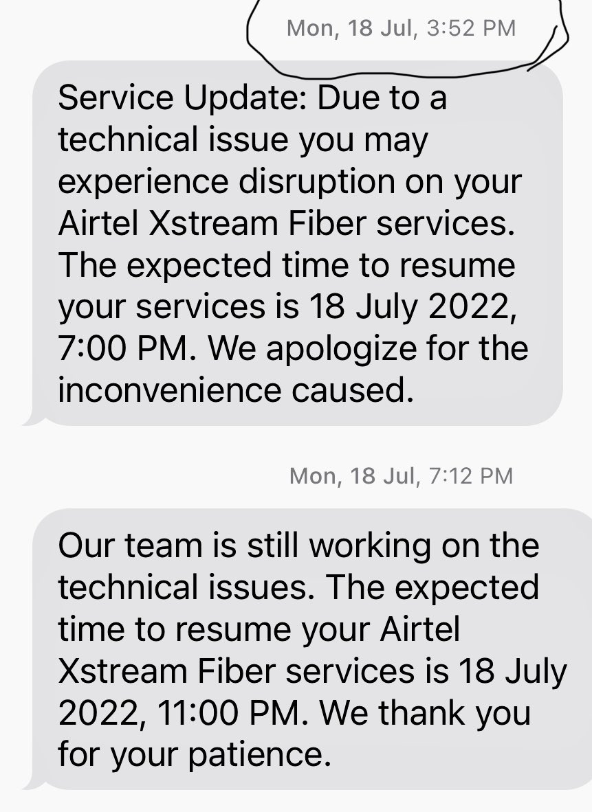 PatnaikP18's tweet photo. @airtelindia @Airtel_Presence plz have a look at the frequency of disruption of ur network at Indosam sector 75 Noida. @indosam75 https://t.co/44doOm8XSi