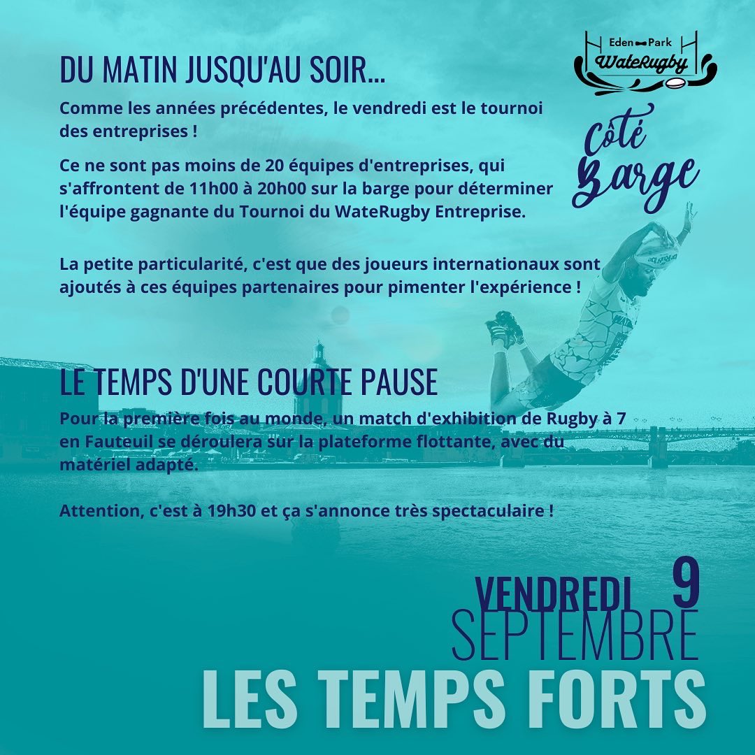 WateRugby's tweet photo. Day 2 ✅

C’est le programme du vendredi 🤩

Comme les années précédentes, le WateRugby Entreprise démarre pour journée de dingue 😍 https://t.co/W0IH19MTCW