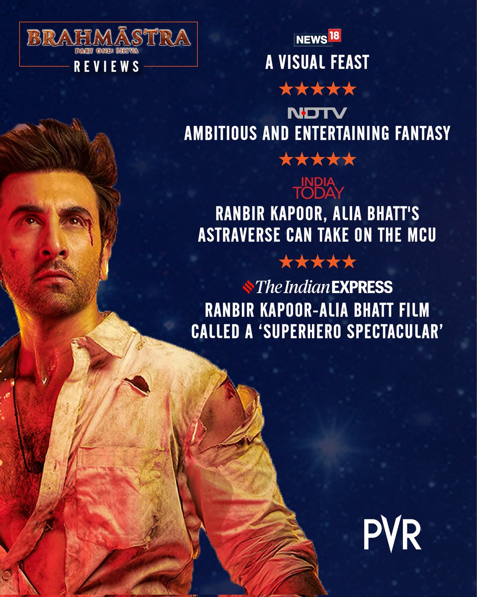 _PVRCinemas's tweet photo. The #Astraverse is receiving insane reviews from critics and fans! 

Watch #Brahmastra today!
Grab your tickets now and dive into the world of Astras. 

Book your tickets now. Link in bio!

#BrahmastraMovie #RanbirKapoor #NewMovie #AliaBhatt #amitabhbachchan #nagarjuna https://t.co/DyCwfPUud3
