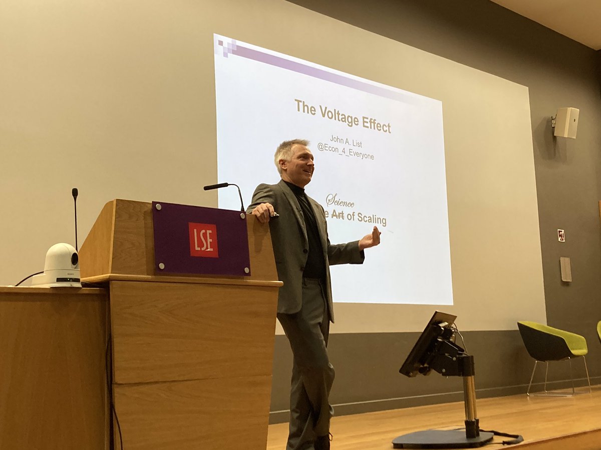 Inspiring keynote from <a href="/Econ_4_Everyone/">John A. List</a> on the science of scaling, stressing the need for “honest translators” in public policy to get evidence from journals into the policy process

#LSE_IBPPConf2022 #BehaviouralScience <a href="/BPPconference/">BPPconference</a> #TheVoltageEffect