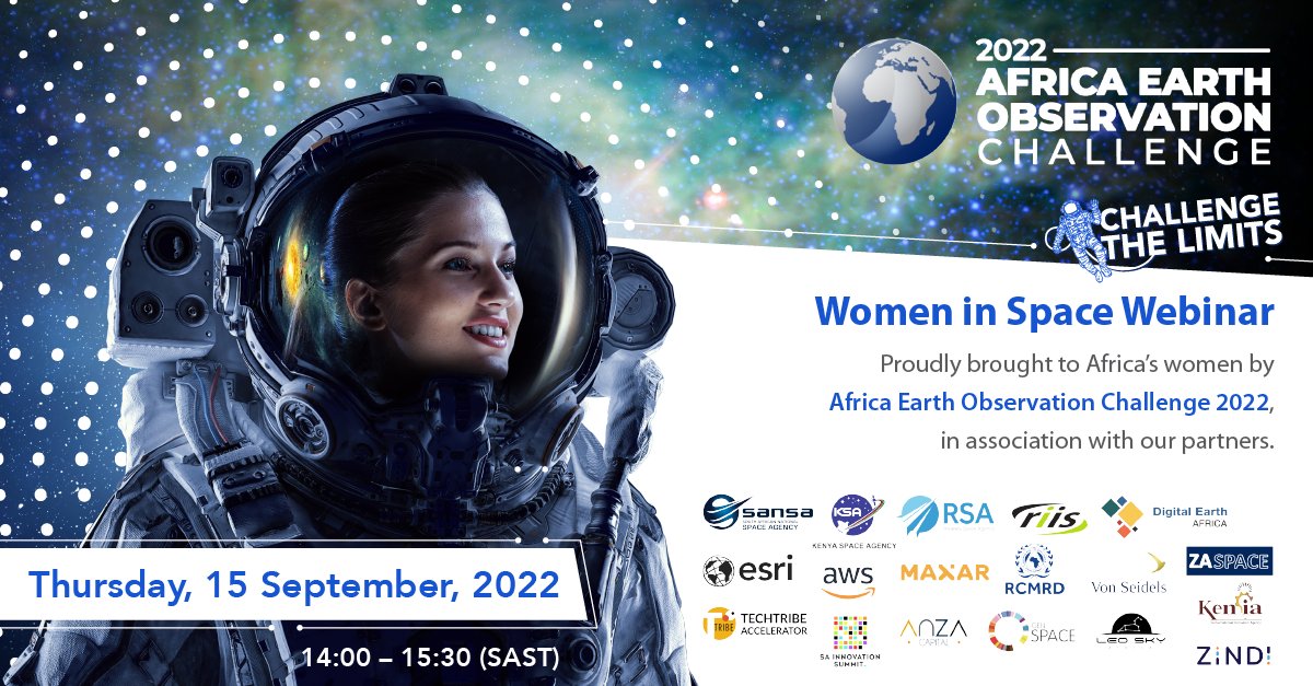 AEO_challenge's tweet photo. Inspire. Inform. Engage. Women in Space Webinar
Date: Thursday, 15 September, 2022
Time: 14:00 โ 15:30 SAST
Proudly brought to Africaโs women by #EOChallenge, in association with our partners, and coordinated by @LeoSkyAfrica
Register here: https://t.co/X93NReHZwS https://t.co/tkCf9hWhbx