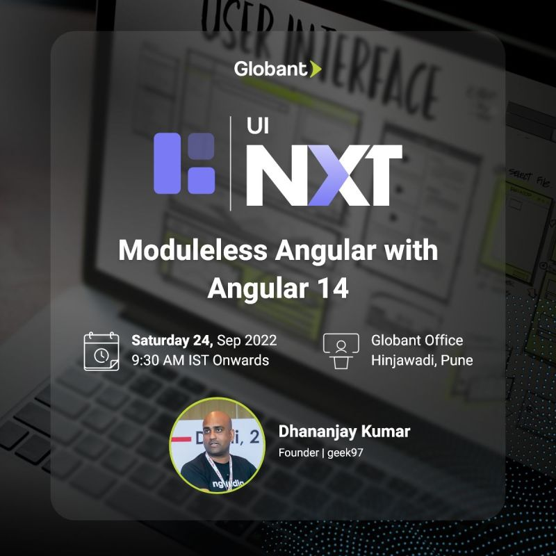 gautamdisha32's tweet photo. Let us seize the opportunity to hear @debug_mode  Kumar speak on #Moduleless #Angular using #Angular14 at UINXT 2022 Registration: https://t.co/ag9uWrGFJz

#globant #uinxt2022 #javascript #kotlin #flutter #web #web3 #blockchain #iot #grpc #angular #web_performance #kotlin_flow https://t.co/sIYScXE1Wz