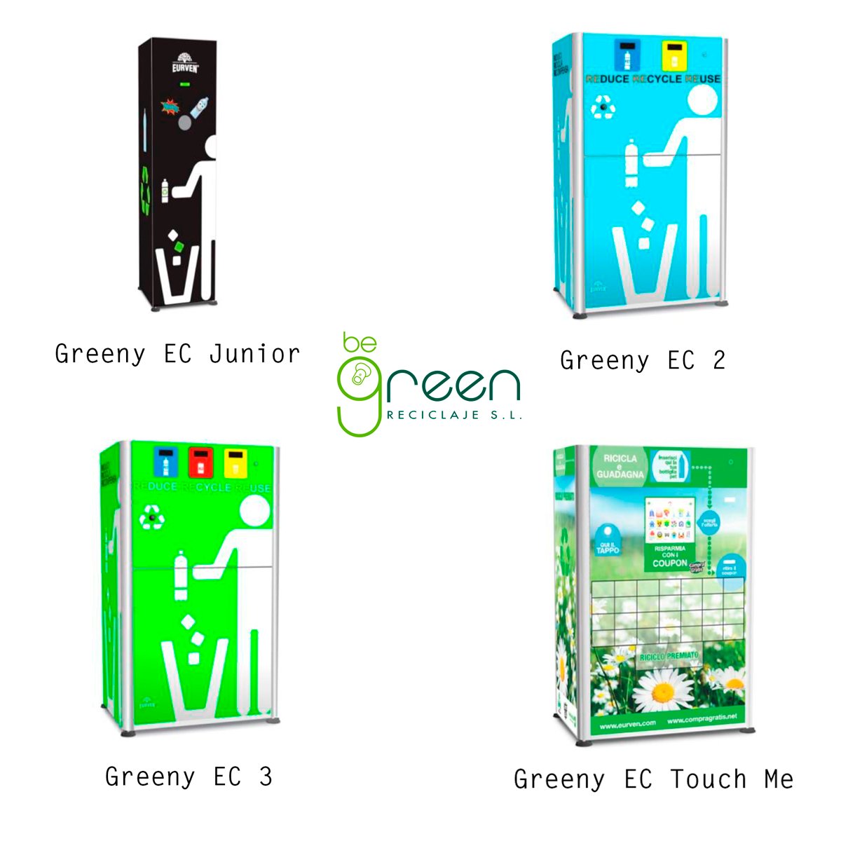 Begreenrecicla's tweet photo. Aquí tienes cuatro de nuestras máquinas de #ReverseVending, el #reciclaje que es recompensado. 
♻️ Conoce más modelos en https://t.co/9T2s5xEDrr
#FelizViernes 🤗 https://t.co/wtjMqmiOkE