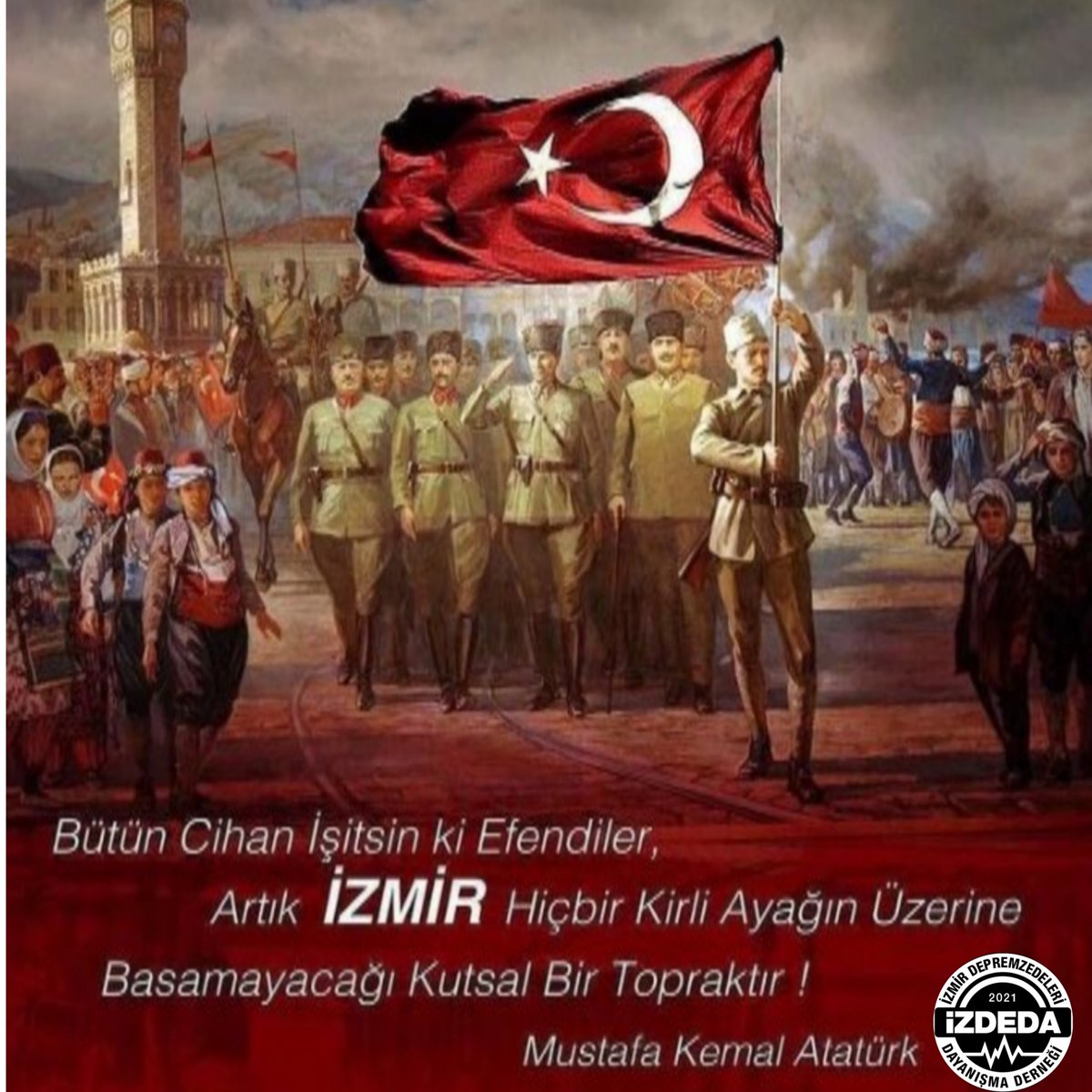 İzmir'in Kurtuluşunun 100.Yılında Başkomutan Mustafa Kemal Atatürk ve Kurtuluş Savaşımızın aziz kahramanlarını saygı ve minnetle anıyoruz 9 Eylül İzmir'imizin kurtuluşu kutlu olsun #İzmireKulakVerin #9eylül