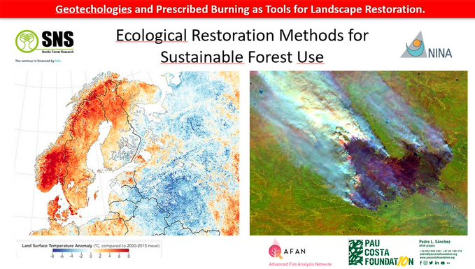 👥<a href="/pericoenelnorte/">Pedro Sanchez</a>, from <a href="/AfanUcpm/">Advanced Fire Analysis Network</a> team, participated in a seminar about boreal forest restoration in Oslo, Sweden.

His presentation was about Geothecologies and Prescribed Burning as Tools for Landscape Restauration.

Org. <a href="/NINAnature/">NINAnature</a>
 
📲fireanalysisnetwork.eu