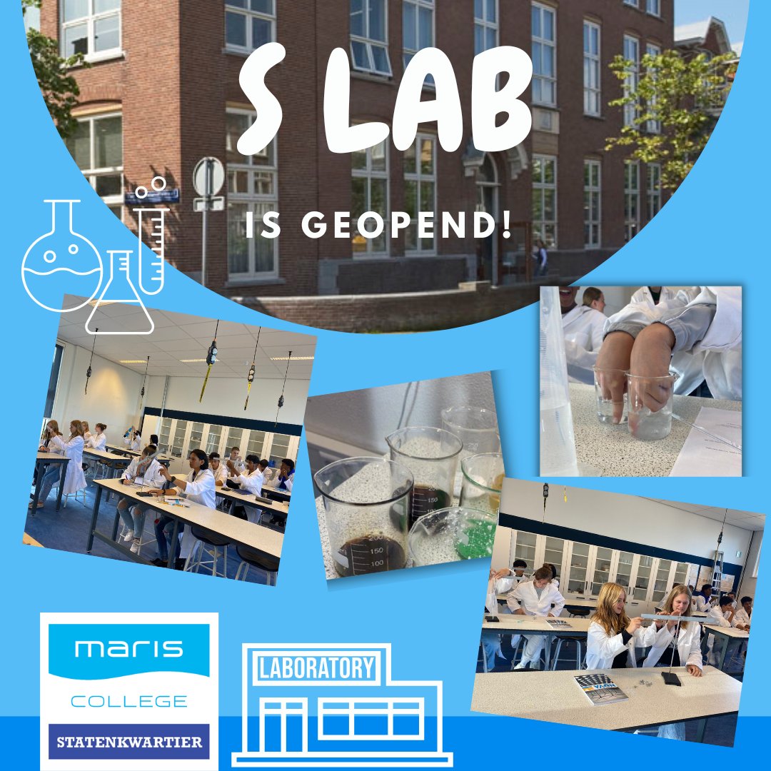 maris_college's tweet photo. Vandaag is het Science lab van Statenkwartier ‘S LAB’ in gebruik genomen! De hele zomer is er hard gewerkt dit nieuwe lokaal gereed te maken en het is zo ver! De leerlingen kunnen va. vandaag aan de slag met allerlei practicum opdrachten voor de vakken science en natuur/scheik.🧪 https://t.co/mmlPWn2V97