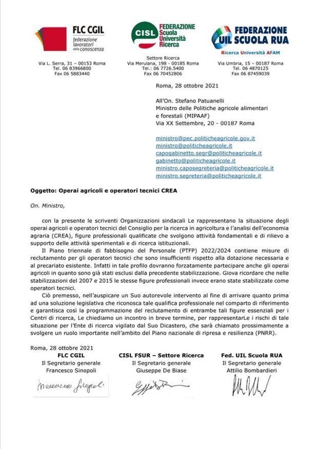 vantolam80's tweet photo. @Mov5Stelle @ettore_licheri Precariato è anche quello storico degli #operaiagricoli del #Crea che il Ministro @SPatuanelli ha completamente ignorato nonostante le continue sollecitazioni dei Sindacati. La #Ricerca in #Agricoltura è possibile grazie al loro lavoro eppure restano invisibili. @GiuseppeConteIT https://t.co/7Y7lBdCgdR