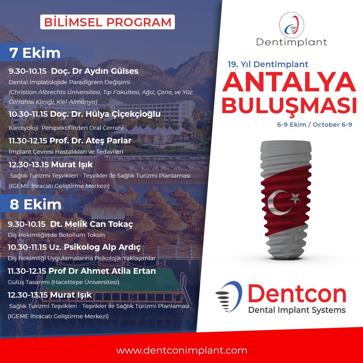 DentconImplant's tweet photo. Program announced at the Dentimplant &amp; Dentcon Scientific &amp; Social Meeting. 

For participants from other countries;

Please send us email to ‘export@dentimplant.com.tr’ or contact our sales department. https://t.co/hqd6QQtAji
