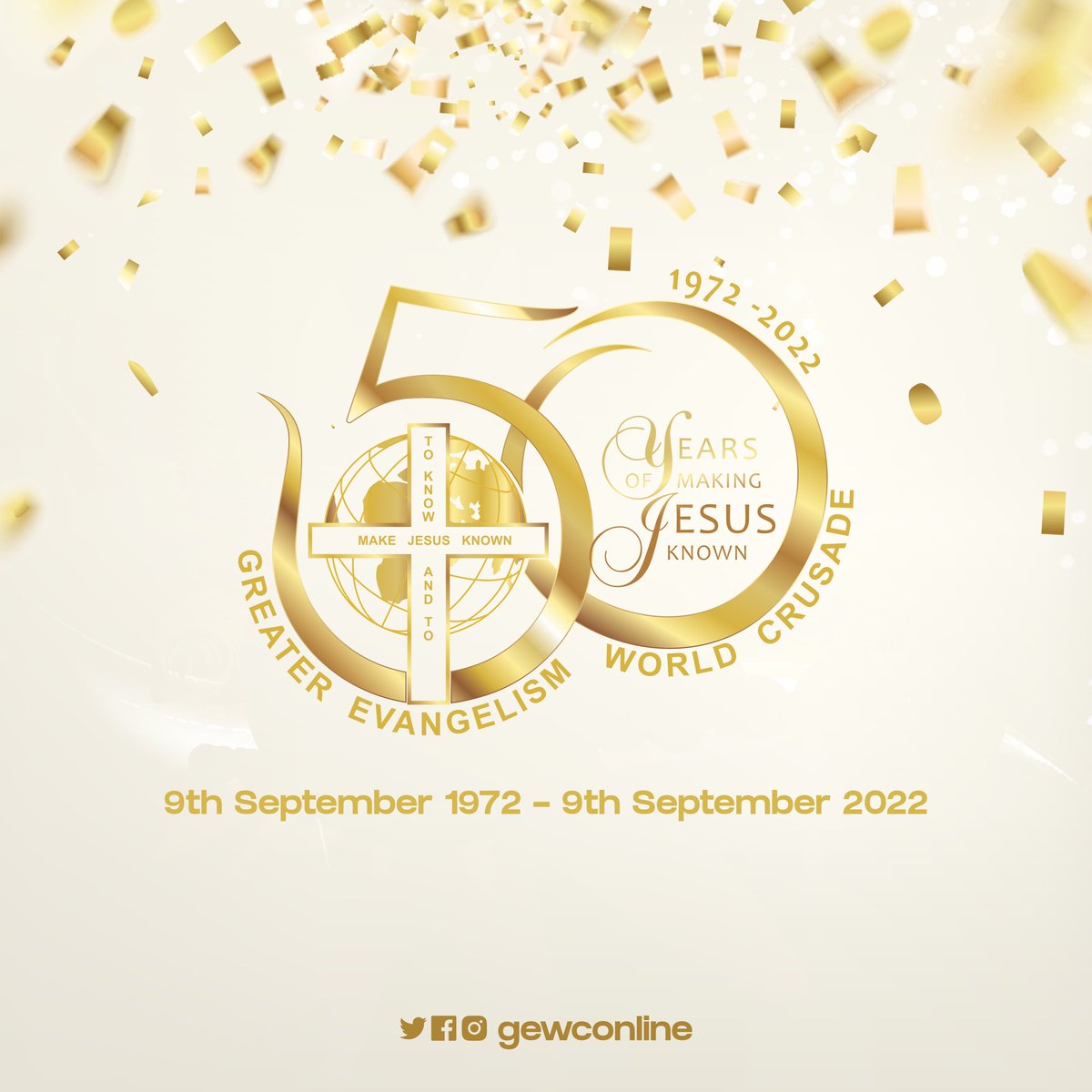 GEWConline's tweet photo. Exactly today, 9/11/1972, shouts of “Greater Evangelism Crusade” announced the birth of a vision - to reach everyone,everywhere with the glorious gospel of Christ. 

As we thank God,we know “The Glory of the Latter House shall be greater than the former”

Happy 50th Anniversary🎈 https://t.co/Xu17sxJzGe