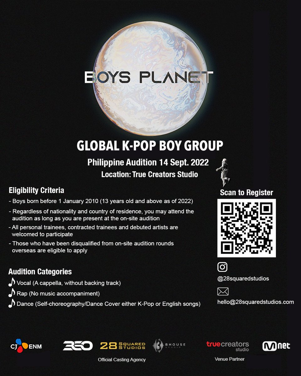 richardjuan's tweet photo. I'm proud to announce that my company 28 Squared Studios is the official casting agency for the Philippine leg of the GLOBAL audition of BOYS PLANET 999, coming soon in 2023 on @MnetKR! 🚀🪐☄️

If you got what it takes to be part of a K-pop group....GO FOR IT!!! https://t.co/PqE1cjONiU