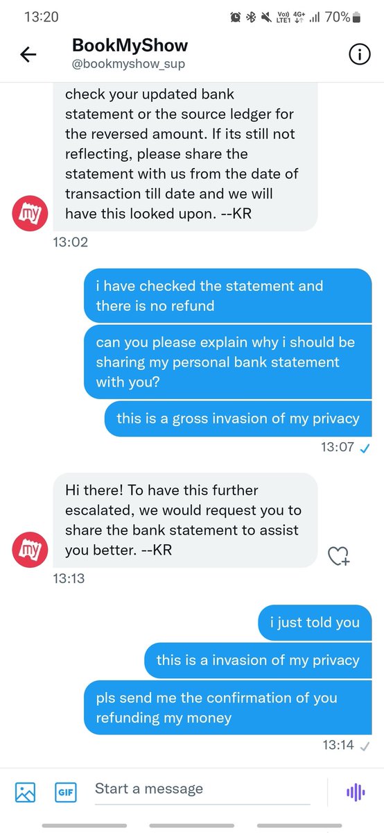 manasgupta83's tweet photo. 6/n: @bookmyshow_sup @bookmyshow: your chatbots masquerading as human agents are tone deaf.

@jagograhakjago @InfoSecAwa: please take note of this flagrant privacy invasion https://t.co/uFMSUyWvyI