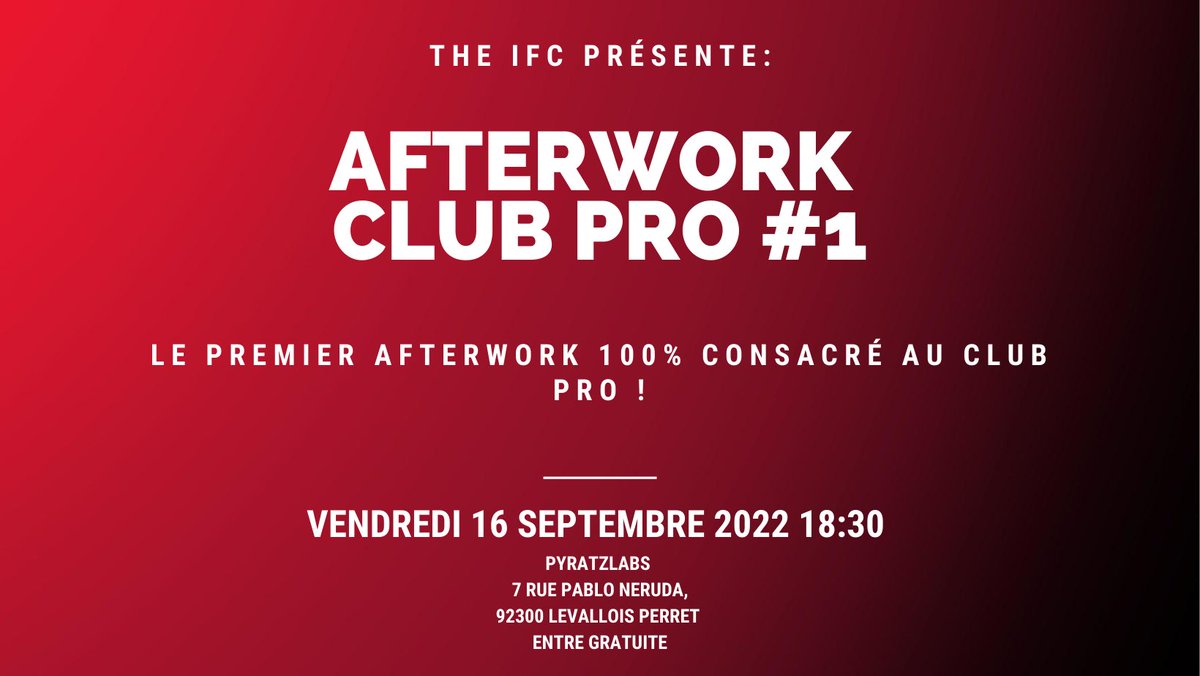 tris_lec's tweet photo. 🚨 GM, Joueurs, Admins …
ENORME ANNONCE !
On vous invite au premier événement PHYSIQUE organisé par IFC !
Au programme, discussions sur le futur du Club Pro, rencontres, intervenants, buffet … Entrée gratuite et places limitées !
🎟Inscriptions: https://t.co/ZYJpkq3iqk https://t.co/bHldXm85o1