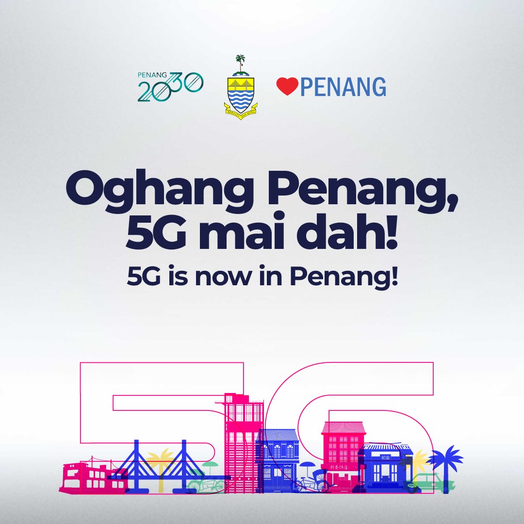 Yes_Telco's tweet photo. The wait is over, 5G is now in Penang! You can enjoy #SwitchTo5G and enjoy 5G coverage in selected areas in Penang such as the Penang Creative Digital District &amp; Penang International Airport. ​
 
To find out which areas in Penang have 5G coverage, visit https://t.co/MZRHmpPUYk https://t.co/bN0ClqLtjt