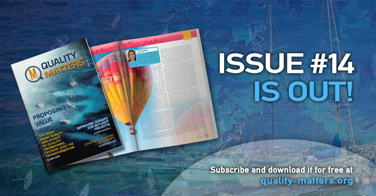 Happy Testers’ Day to all colleagues! This year, our gift to you is the new issue 14 of Quality Matters – with even more articles from a variety of authors. Sign up now and read the new issue for free: quality-matters.org/index.php?page…