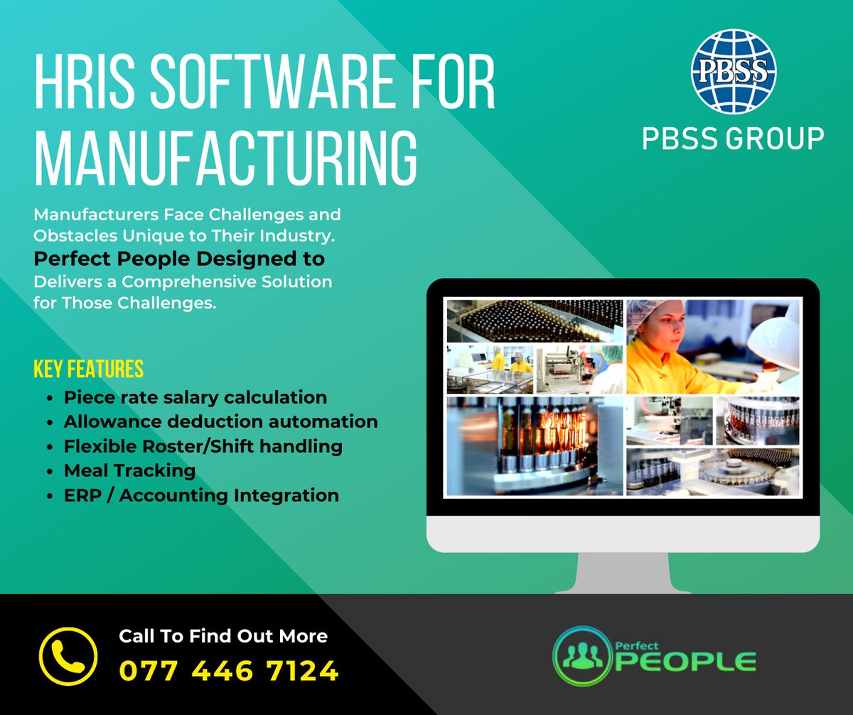 PBSSColombo's tweet photo. Manufacturers Face Challenges and Obstacles Unique to Their Industry.
Perfect People Designed to Delivers a Comprehensive Solution for Those Challenges.

Connect with us at sales@perfectbss.com or Call Us on 0774467124.
#PerfectPeople #HR #hrsoftware #hrsolutions #CloudHR https://t.co/Clj9dJNLrY