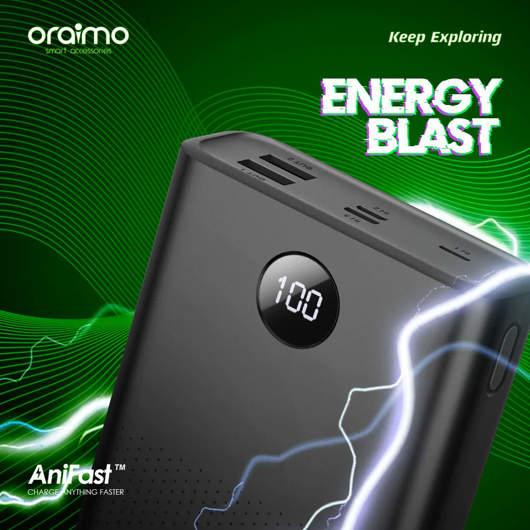 oraimomate's tweet photo. Experience a strong Energy Blast for a Faster Charge 😎
Power up your devices with AniFast™ 😉
Charge Anything Faster. 💚
Click the link below to shop now
https://t.co/nJQ1Afgpl5
#oraimoAniFast
#AniFast https://t.co/SPfQ6VAK4m