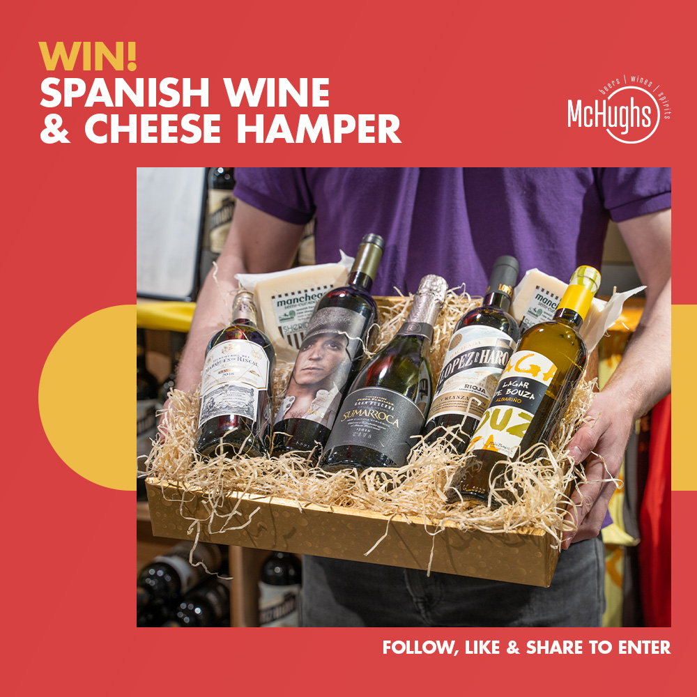 McHughsOnline's tweet photo. Our Spanish Wine Sale continues &amp; to celebrate, we're giving away a Spanish Wine &amp; Cheese hamper worth over €80! 🇪🇸

To enter:
- Follow @mchughsonline
- Like &amp; Share this post

T&amp;Cs apply. Entrants must be 18+ https://t.co/qjxMT1GIWM