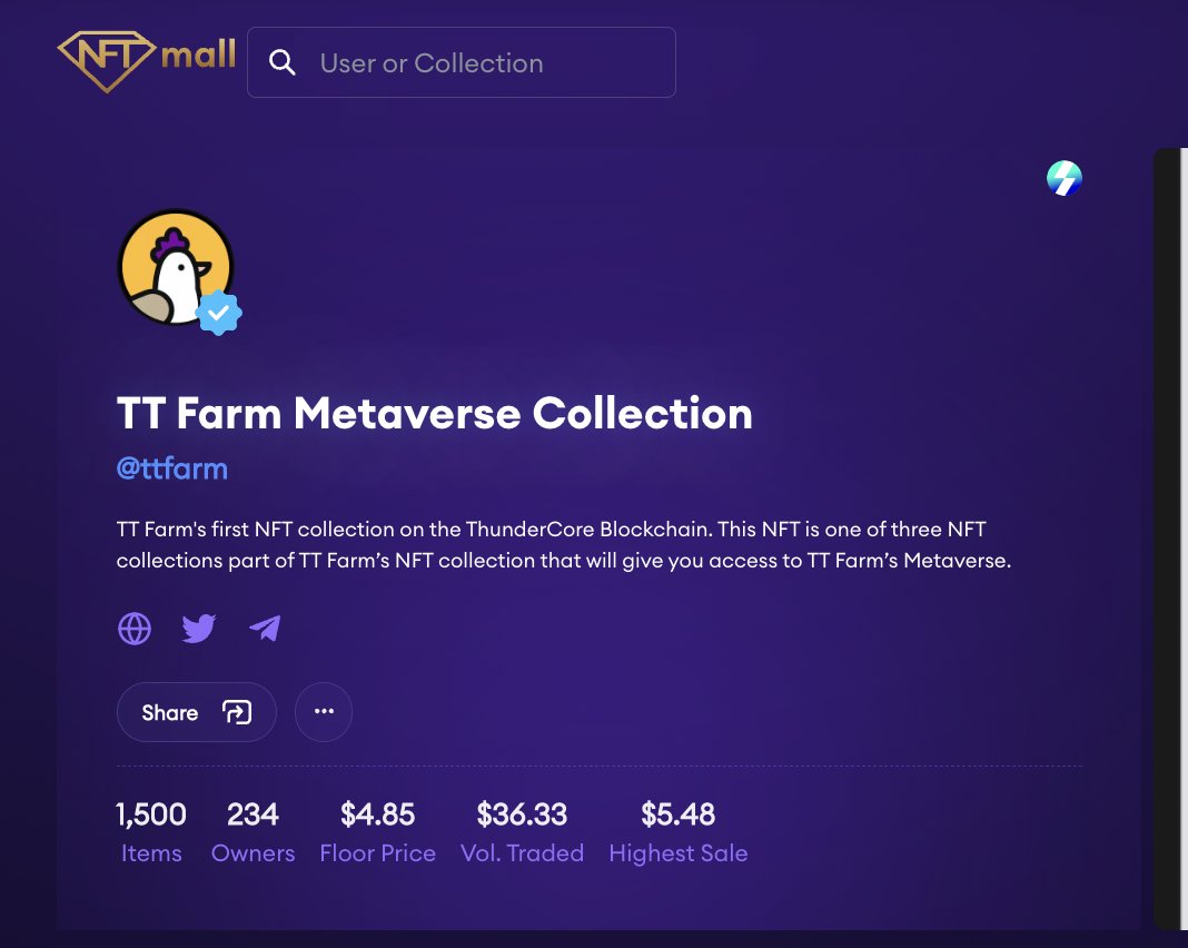 TTFarm_Official's tweet photo. #TTFarm Metaverse Collection is officially #Verified and #Trending on @NFTmall now 🔥

Get your #NFTs now! 👇
https://t.co/aVgVfeaGua https://t.co/YXchzjcAVt