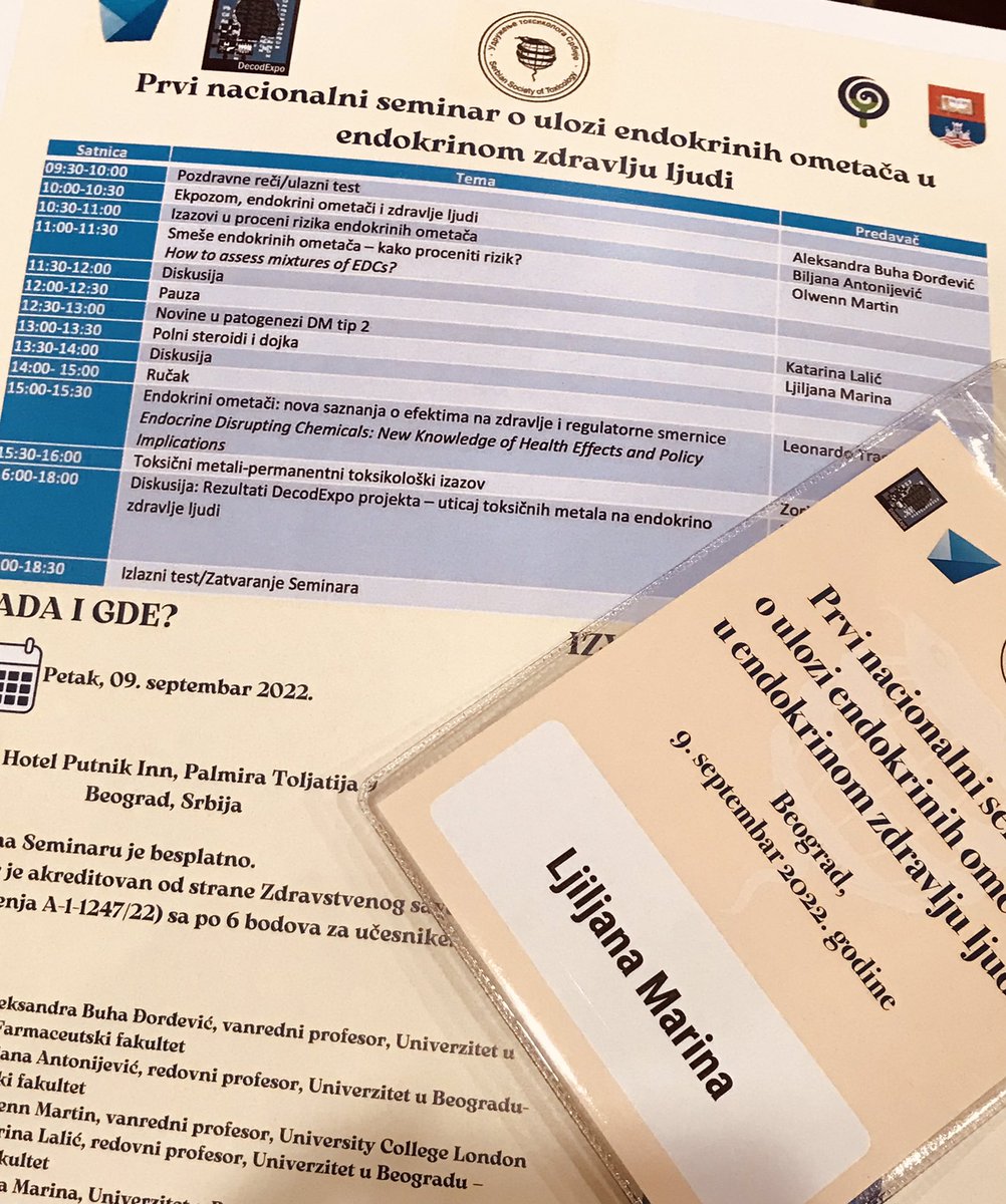 Sjajna <a href="/Alexica_b/">Aleksandra Buha</a> drži uvodno predavanje na Prvom nacionalnom seminaru o ulozi endokrinih ometača u endokrinom zdravlju ljudi⭐️🤗😎Čast mi je da kao jedan od predavača prikažem rezultate našeg tima na temu odnosa polnih steroida i dojke 😊<a href="/DecodExpo/">DecodExpo</a> #DecodExpo