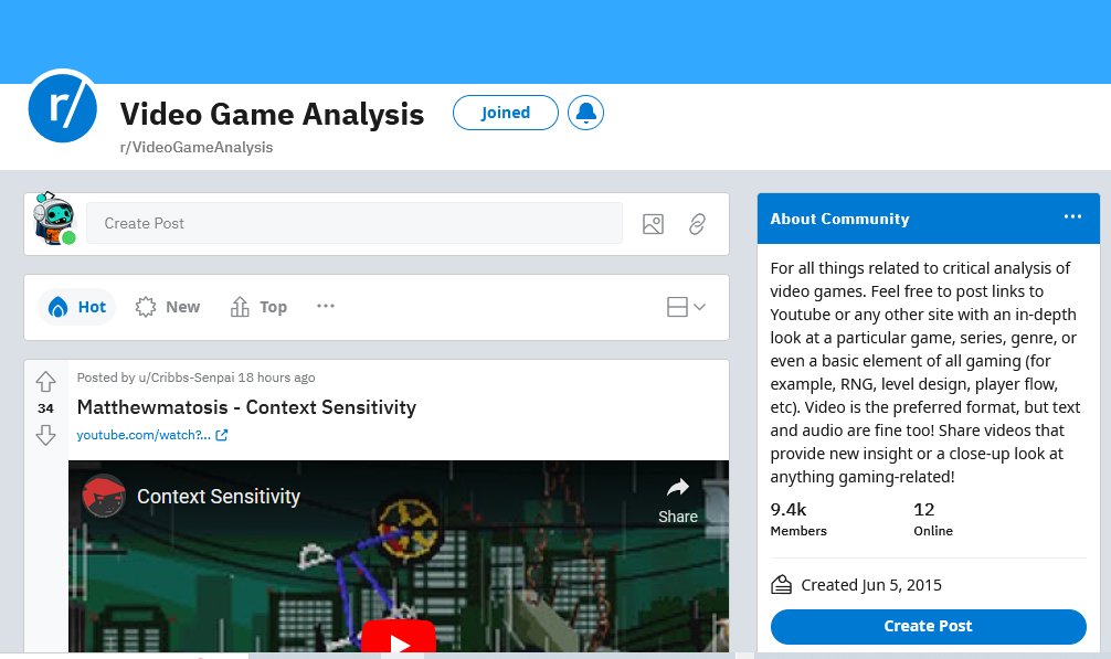 BenSigmond's tweet photo. Having struggled to get the audience, I have found a video game analysis SubReddit to spread my content and get more engagement #bcm302 https://t.co/yklg8Ooh2I