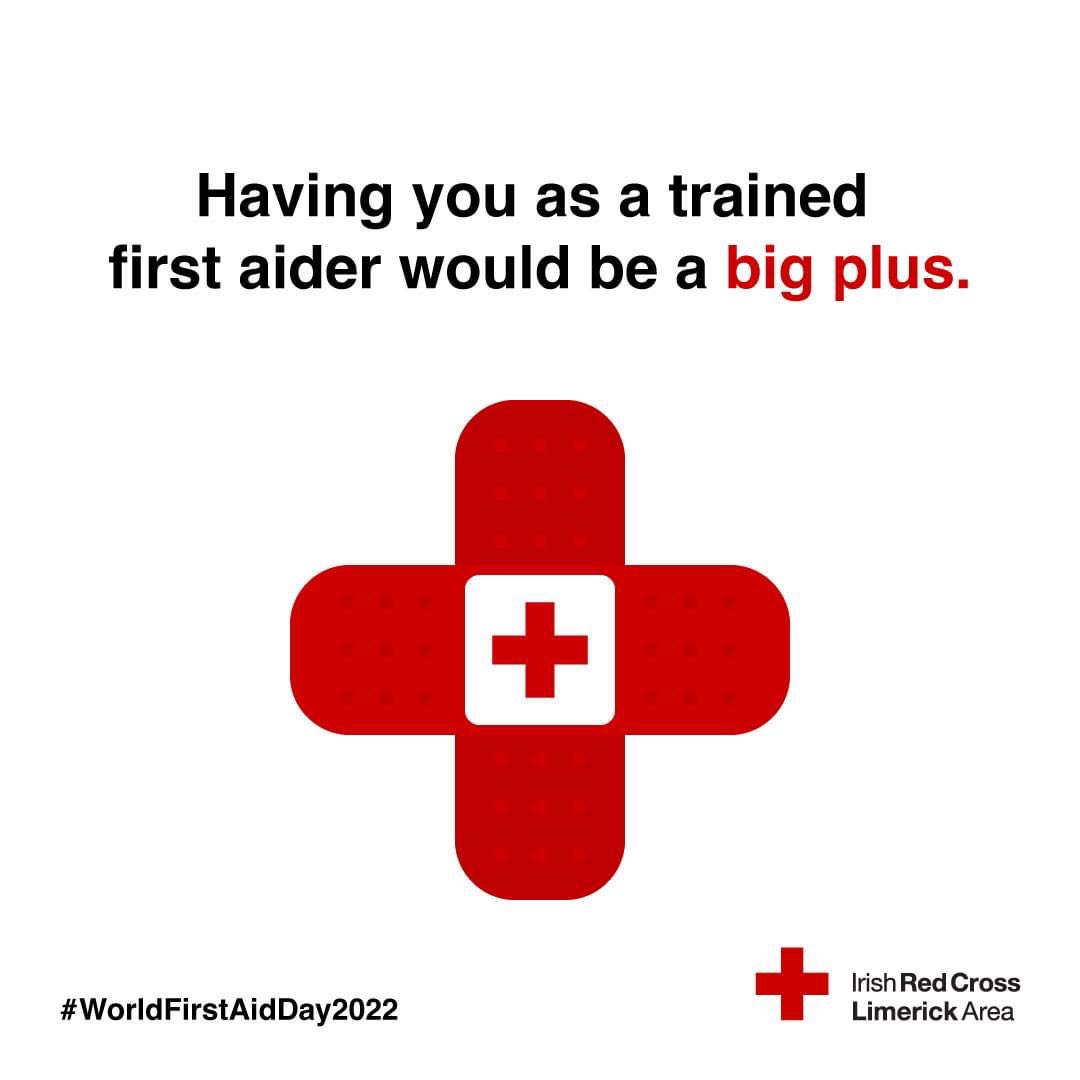 rclimerick's tweet photo. This Saturday is #WorldFirstAidDay. Why not mark the occasion by registering for our First Aid Responder course? It will be running at our premises on the Dock Road, Limerick on Thursday evenings starting on the 22nd at 7:30pm. To register call 087 8400 400, more info: https://t.co/l79zSmzv5D