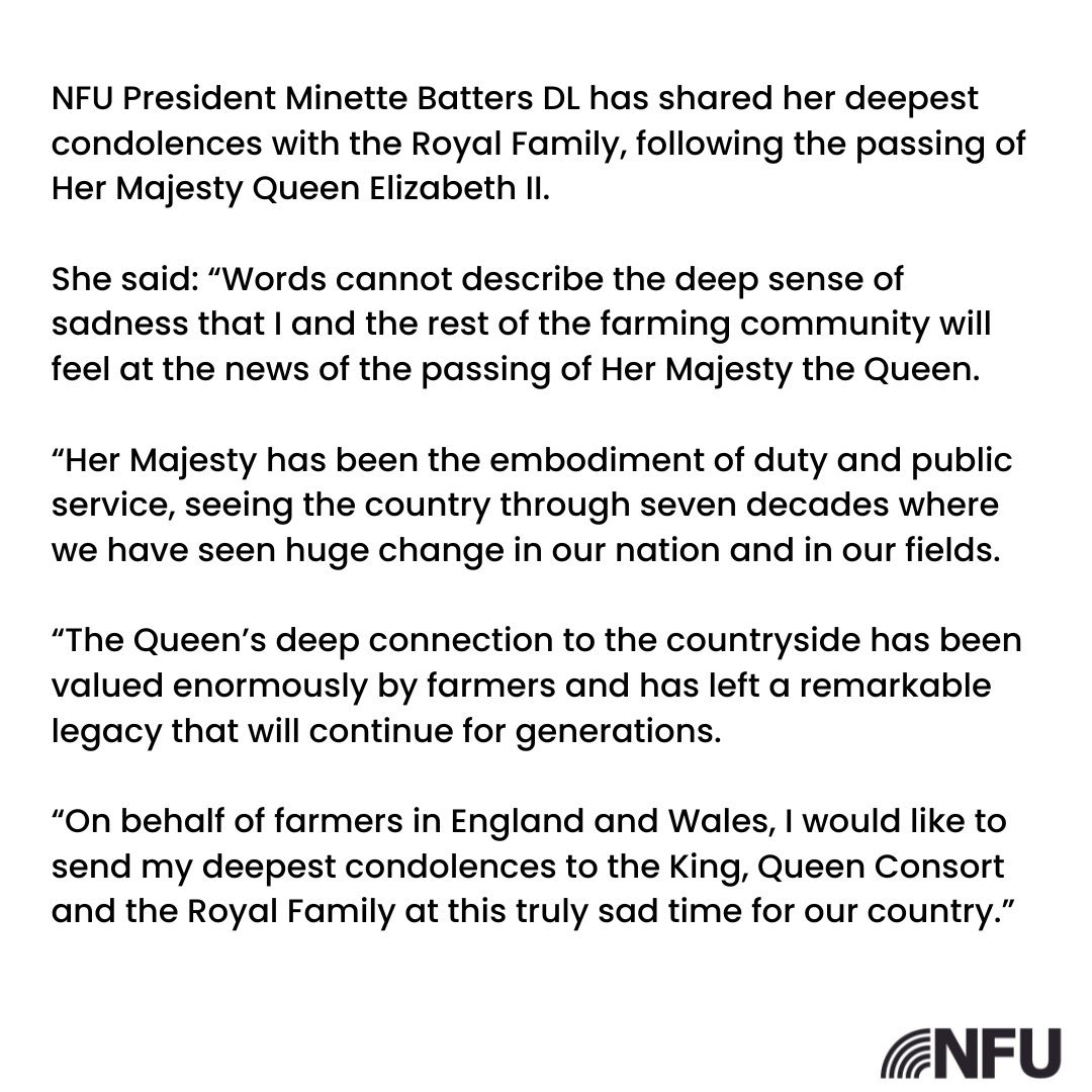 Farmers across North Herts join with NFU President <a href="/Minette_Batters/">minette batters</a> DL in paying tribute to Her Majesty Queen Elizabeth II